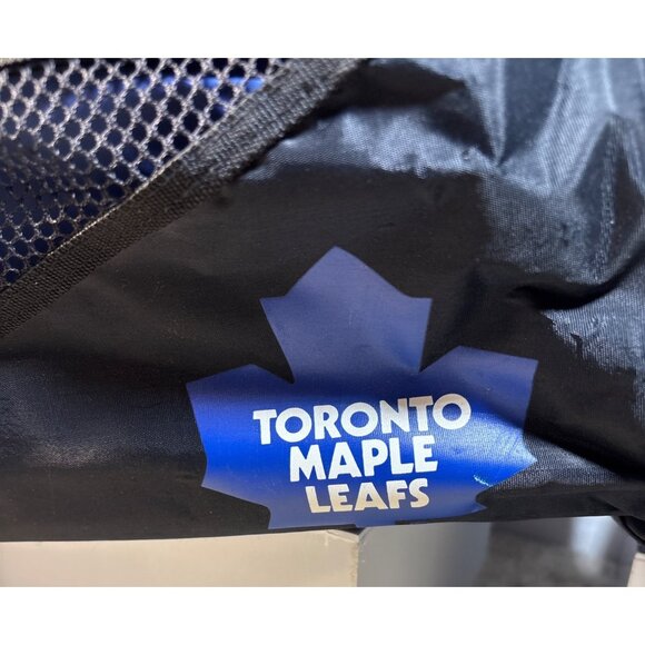 Toronto Maple Leafs Duffel Workout Bag Black Blue Mesh Pockets Zippers 20 x 10" - Picture 2 of 12